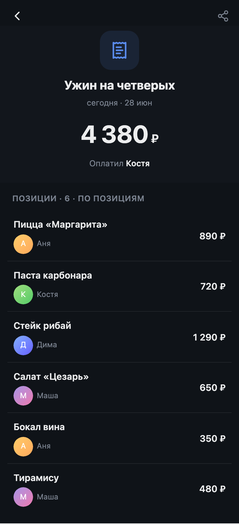 Чек по позициям